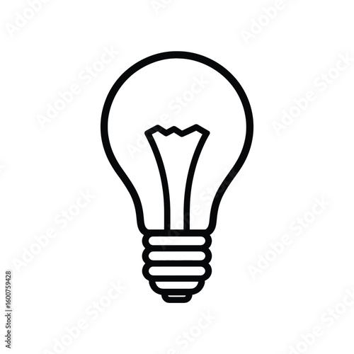 The Lightbulb: An elegantly simple linear illustration of a classic lightbulb, representing illumination and the spark of innovation, standing as a symbol of creativity, invention, and bright ideas.