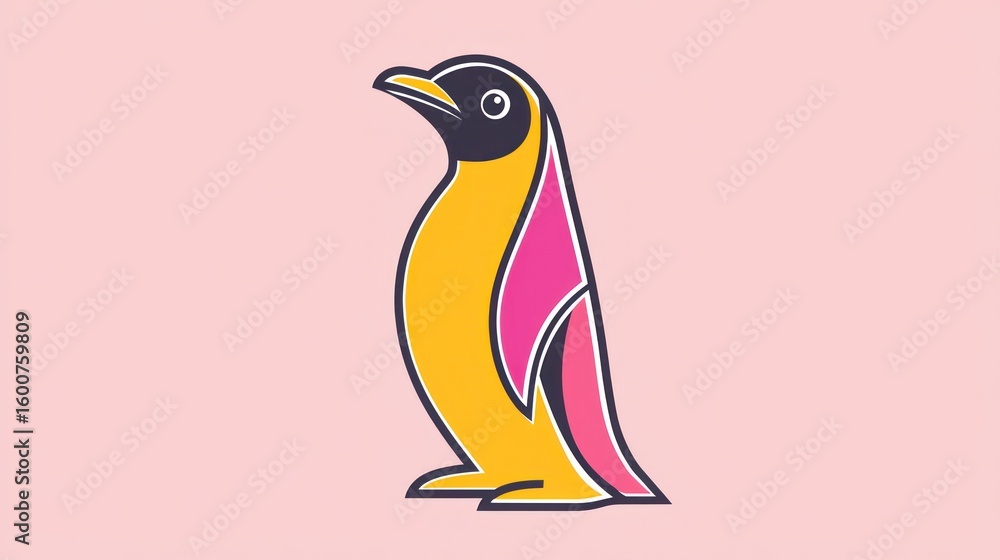 Fototapeta premium Colorful cartoon penguin illustration, design element, children's book