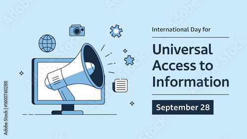 Vector Illustration of Universal Access to Information Day with People, Technology, and Global Connection Symbols