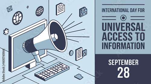 Vector Illustration of Universal Access to Information Day with People, Technology, and Global Connection Symbols