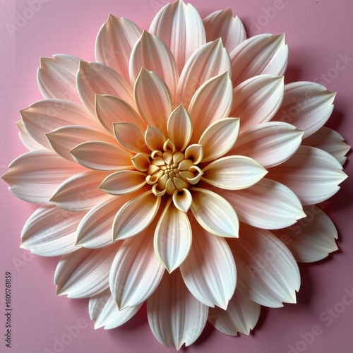 Wallpaper Mural Large artistic flower sculpture with detailed layered petals in soft pink and cream tones on pastel pink background, decorative floral art piece for interior decor Torontodigital.ca