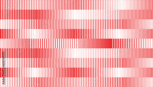 An abstract and modern pattern composed of varying vertical red lines against a white background.
