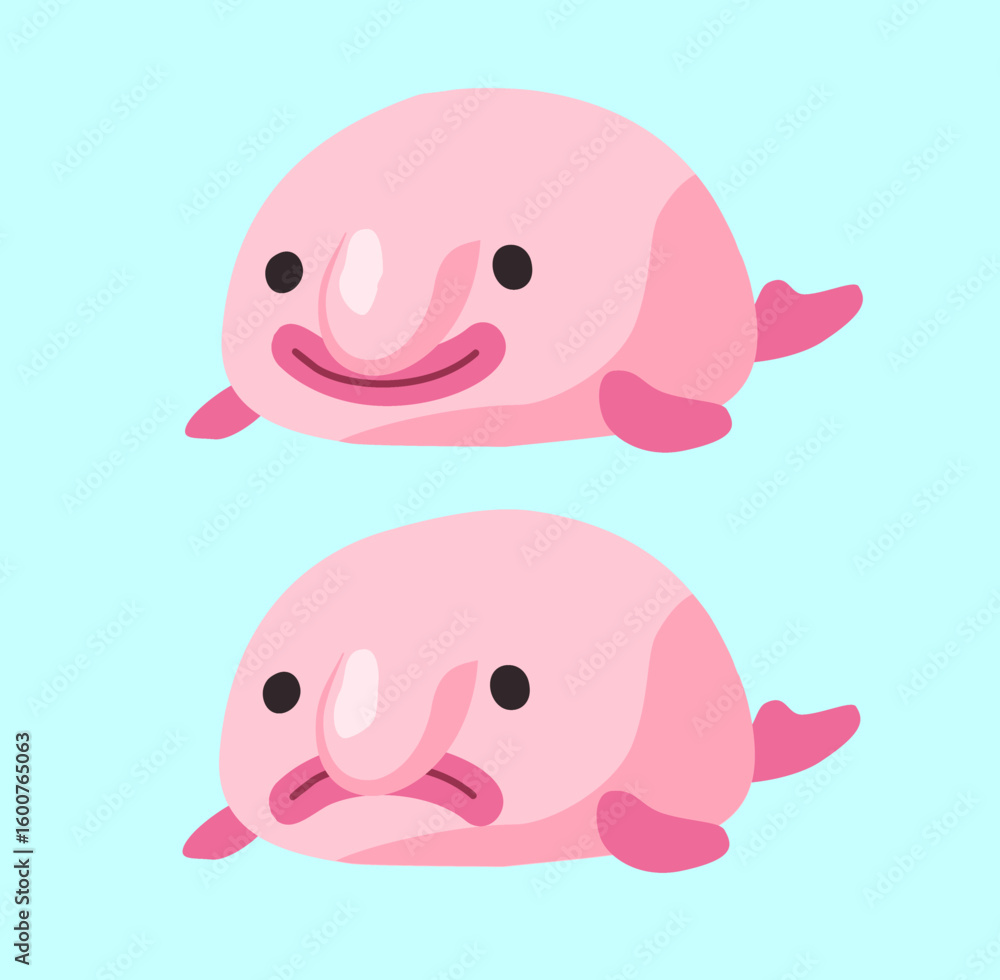 Naklejka premium Blobfish Illustration Happy Sad Blob Fish Vector Image