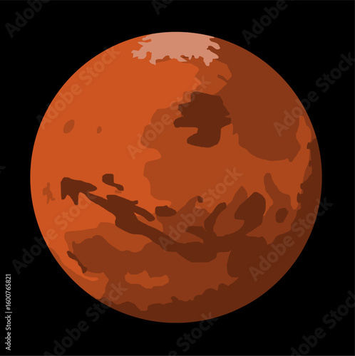 Mars Planet Minimalist Icon Modern Vector Black Background