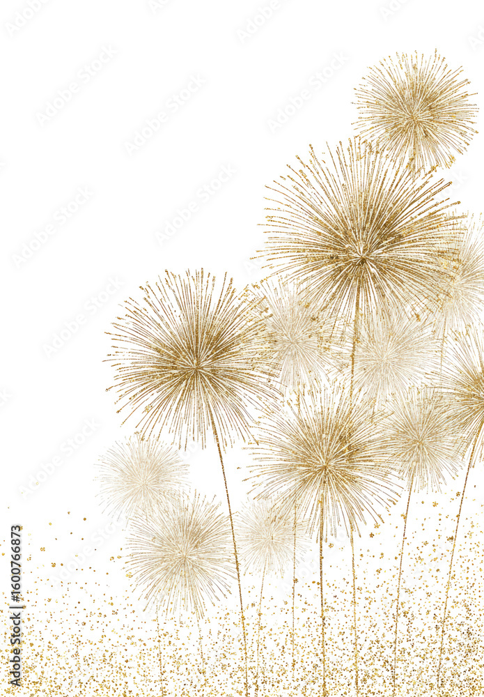Obraz premium Cluster of light beige dandelion-like forms on a tan background