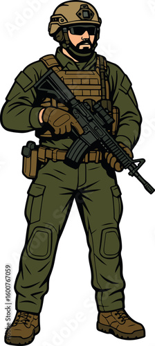 Military man vector illustration, marines, NAVY, army soldier