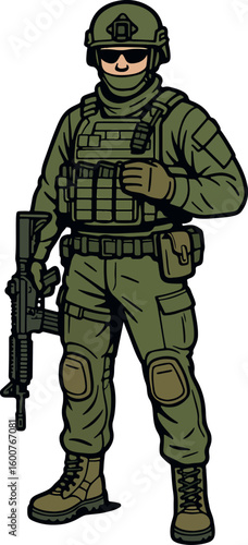 Military man vector illustration, marines, NAVY, army soldier