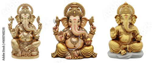 Happy Ganesh Chaturthi with set of 3d Lord Ganesh figure