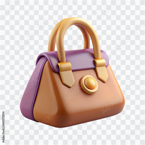 3D Luxury Handbag PNG | Fashion Accessory, Premium Designer Purse Icon