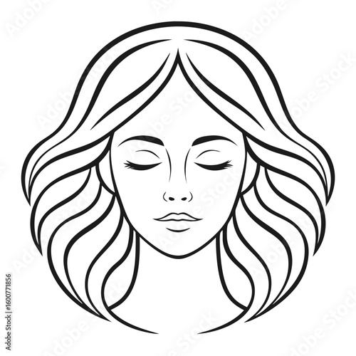 Minimalist single line woman s face drawing isolated on white background