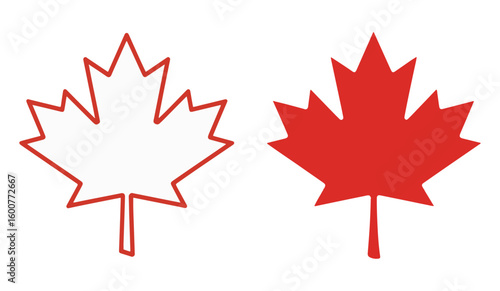 red maple leaf icon from canadian flag in vector patriotic design