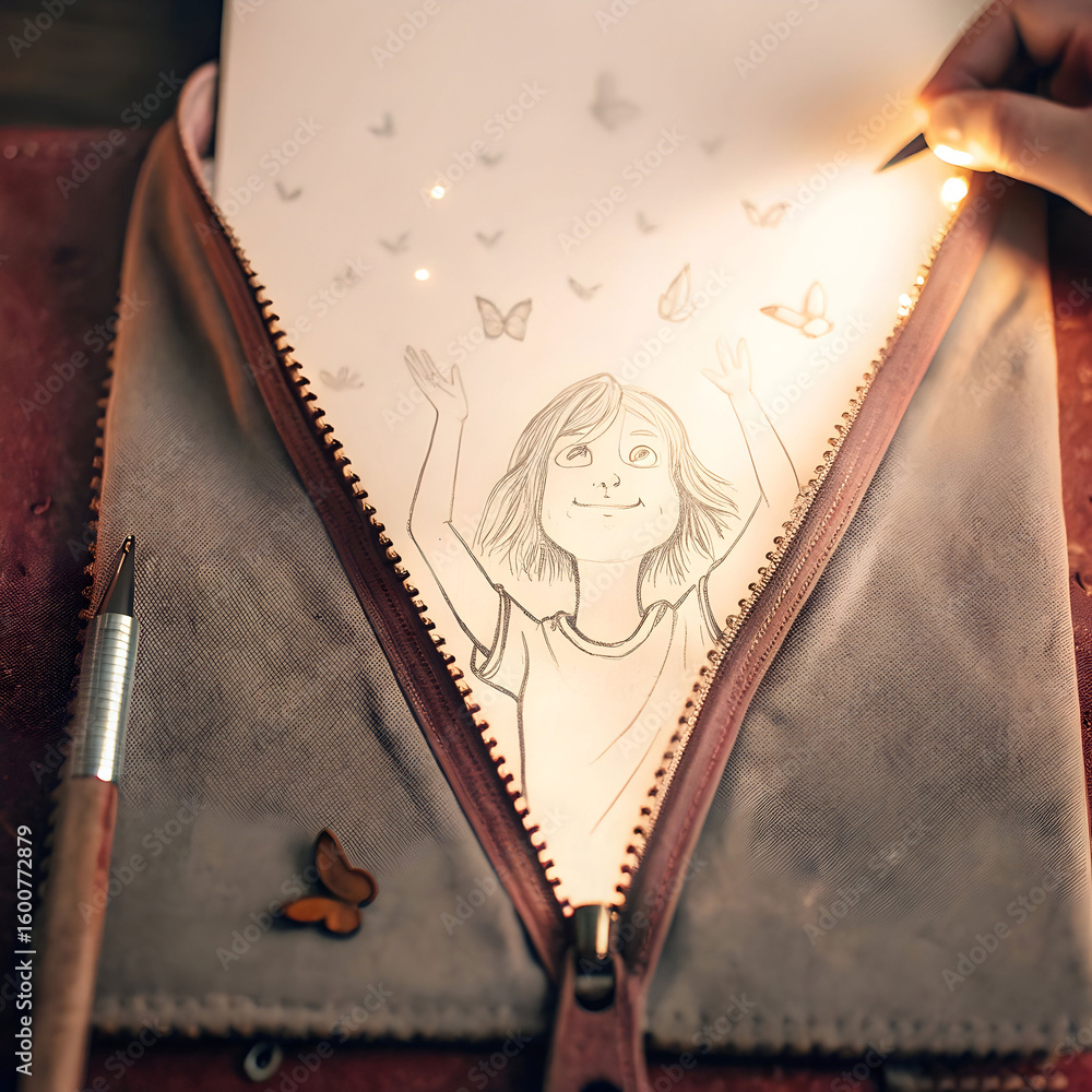 Obraz premium girl reading a book and stars coming out of the p