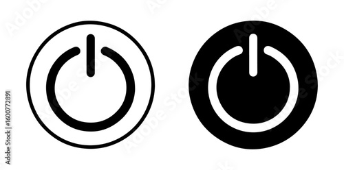 power on off button icons set. electrical switch symbol on transparent vector