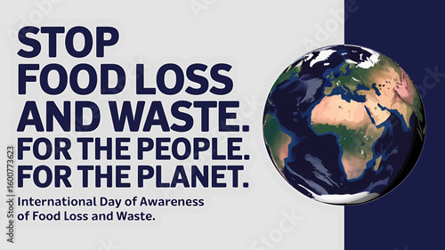 Vector Illustration of Food Waste Awareness with Rotting Vegetables, Trash Can, and Stop Food Waste Message