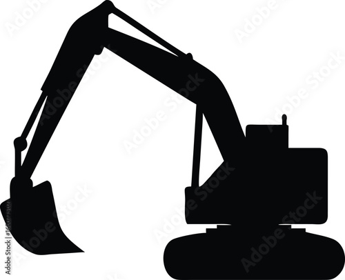 Excavator Silhouette Vector – Construction Equipment Heavy Machinery Icon