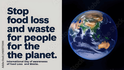 Vector Illustration of Food Waste Awareness with Rotting Vegetables, Trash Can, and Stop Food Waste Message