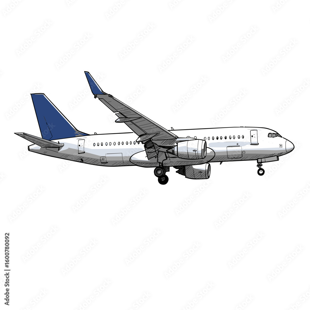 Obraz premium Airplane illustration in flight with detailed design and coloring 