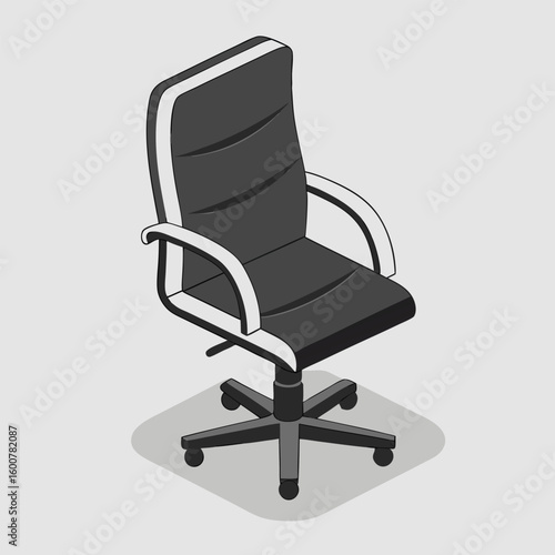 Modern black executive office chair with ergonomic design isolated on white background