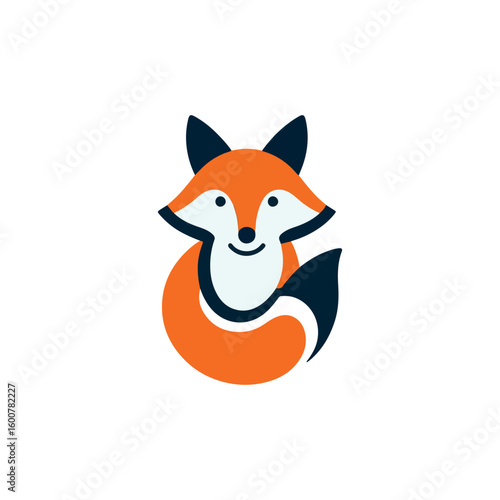 Charming cartoon fox with a bushy tail and a friendly smile