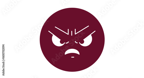 Angry Emoji with Furious Expression and White Details.