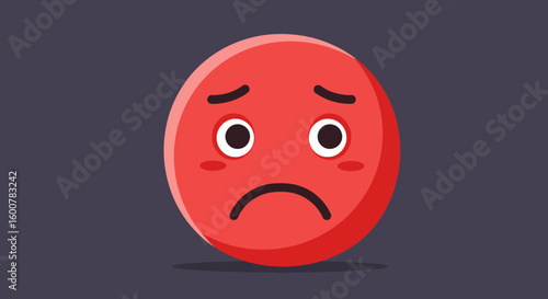 Red Sad Emoji with Downcast Eyes and Mouth.