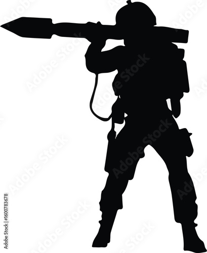 Silhouette of a soldier against a contrasting light and dark background, highlighting presence and intensity