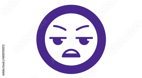 Purple Oval Emoji Expressing Negative Emotion and Annoyance.