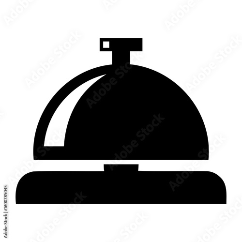 Silhouette Vector Illustration of a black hotel service bell with a dome and a button on a transparent background design element