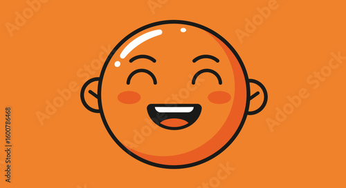 Smiling Cartoon Face with Cheeks and Ears.