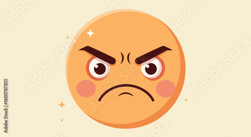Angry Emoji with Dark Brows and Blush.