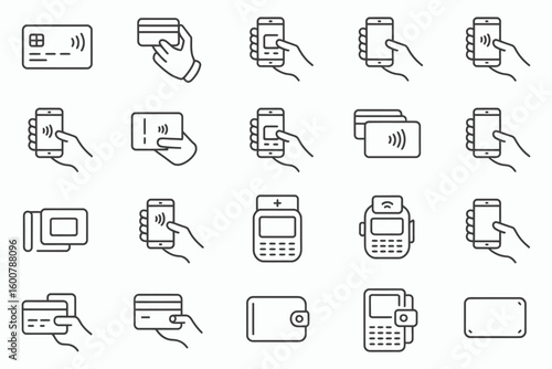 Collection of payment and financial transaction icons
