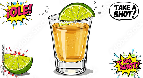 Wallpaper Mural pop art illustration of a tequila shot Torontodigital.ca