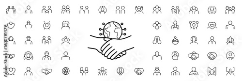 Vector icons of human body parts and figures with symbols for web and social design