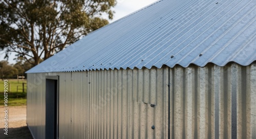 Wallpaper Mural Metal building with corrugated roofing, providing a durable structure under the sun Torontodigital.ca