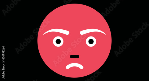 Red Angry Face Emoji with Sad Expression.