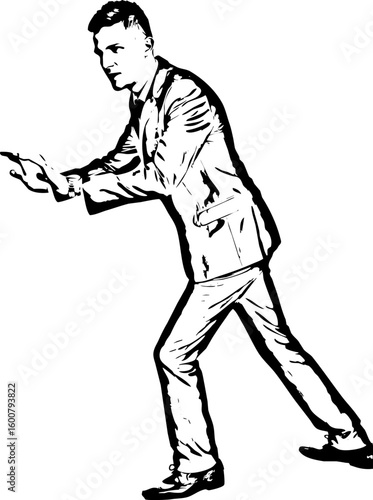 Business man pushing