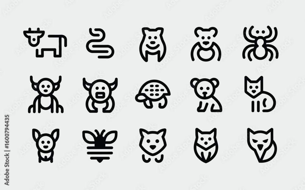 Fototapeta premium Seamless cartoon animal and human hands vector icon set illustration