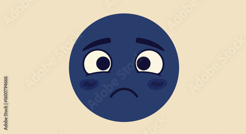Sad Blue Circle Emoji with Expressive Eyes.