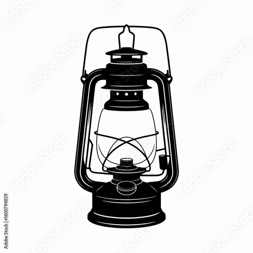 Vintage kerosene lantern with glass globe isolated on white background