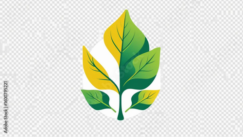 Green and Yellow Abstract Leaf Design or Logo
