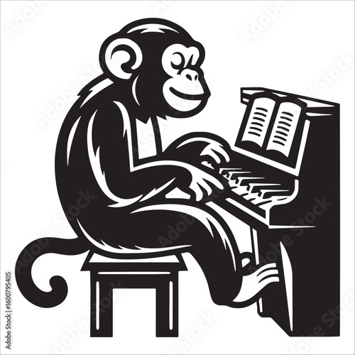Wallpaper Mural Monkey Playing Piano Cartoon Icon Torontodigital.ca