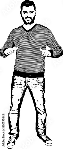 Young man with beard giving thumbs