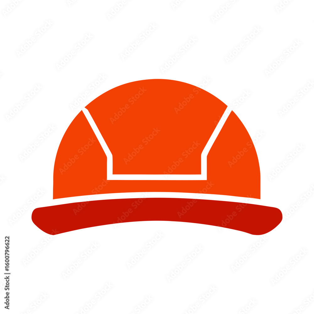 Fototapeta premium Orange and Red Hard Hat Vector Illustration on White Background Safety Construction Symbol