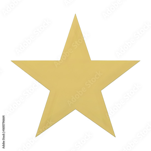 A single golden five pointed star symbol isolated on a transparent background for recognition and achievement isolated on transparent background