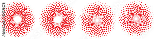 Red circular dot patterns forming swirling vortex designs dots