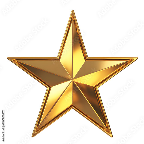 Golden Star 3D Render of a FivePointed Star isolated on transparent background