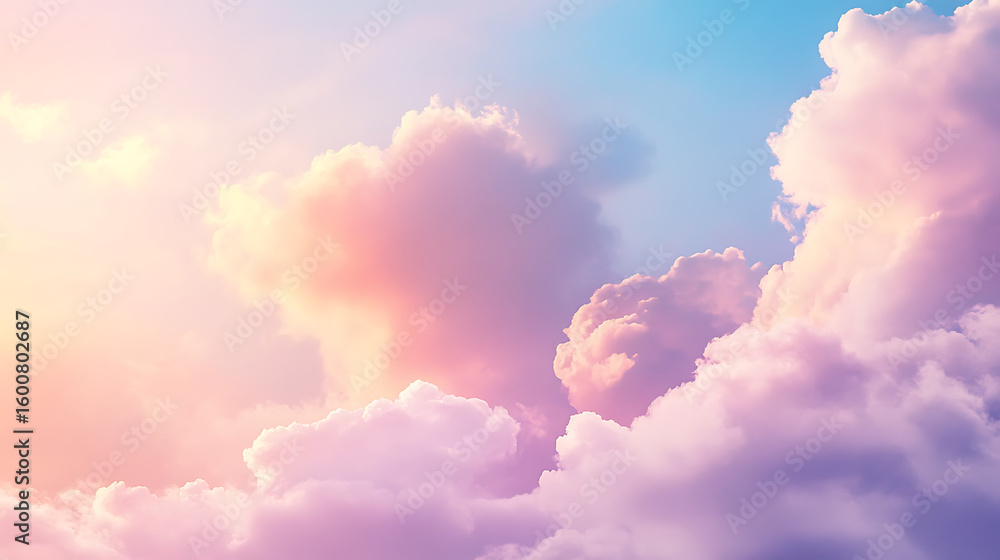 Fototapeta premium A pastel-colored sky adorned with feather-light clouds 