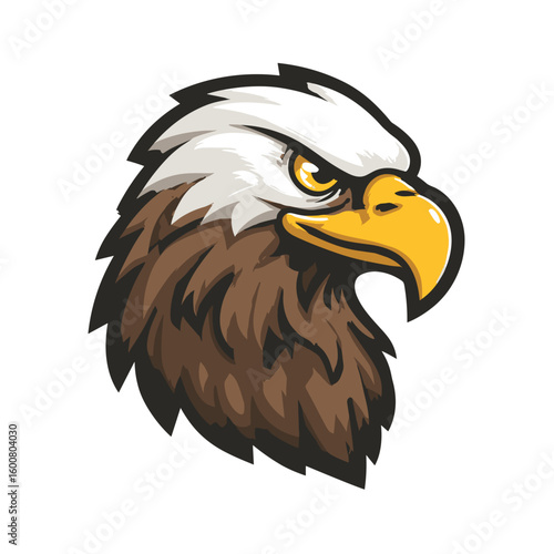 Bold eagle head design showcasing strength and majesty against a simple background