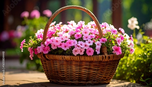 Wallpaper Mural Basket of pink flowers outdoors Torontodigital.ca