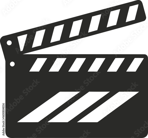 Detailed Black Silhouette Icon of a Clapperboard for Film Production